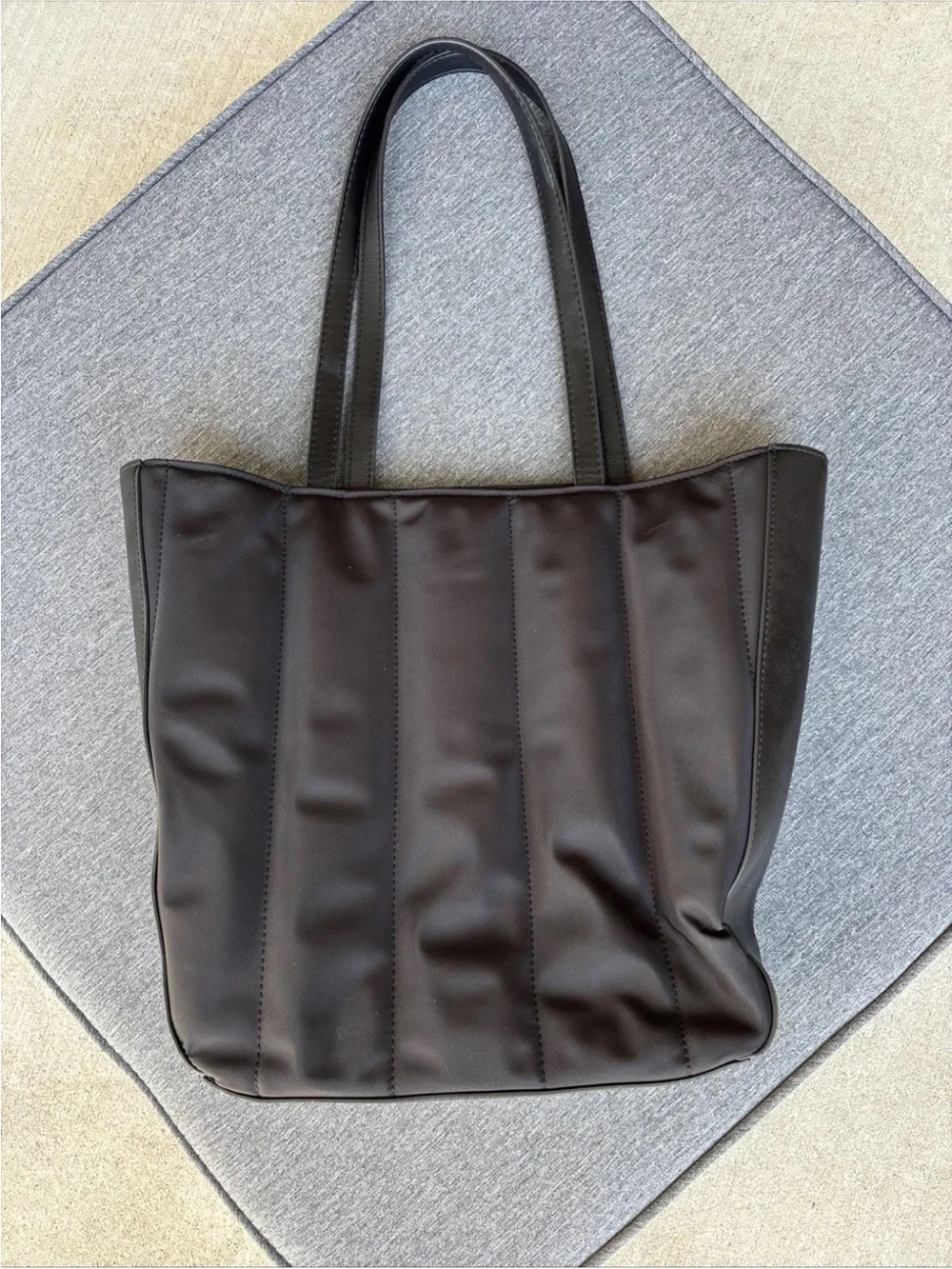 Tommy Hilfiger Double Top Handle Purse Tote Black 100% Nylon 12” X 11” X 4”
